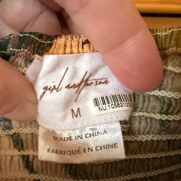 Girl and the Sun Waterfront Green and Yellow Strapless Jumpsuit in Size Medium. - Picture 5 of 12